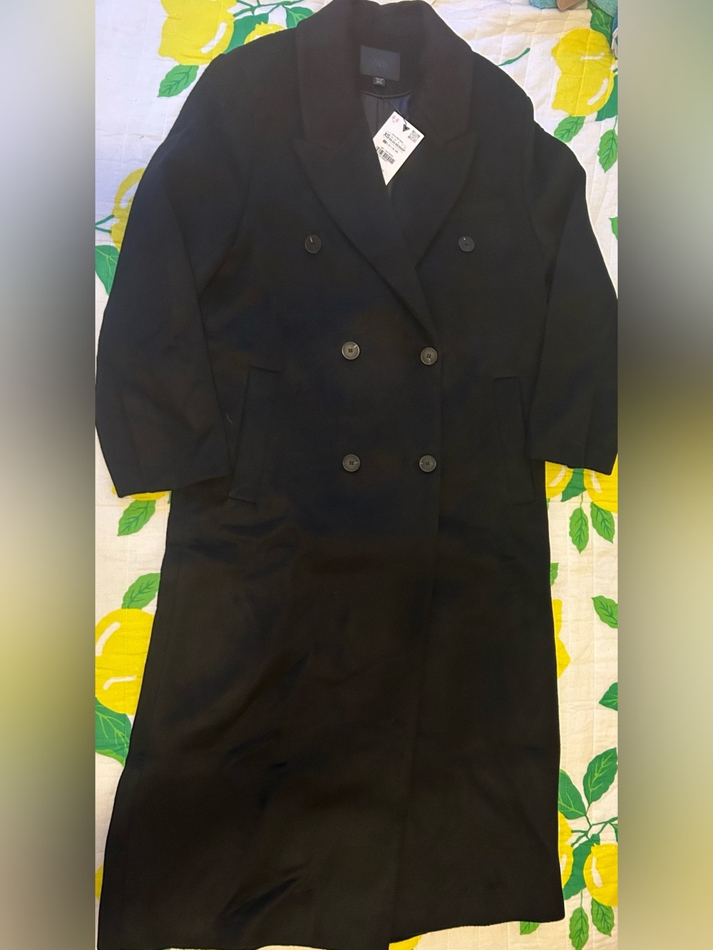 Zara Long wool blend Black Double-Breasted Coat - Picture 10 of 15